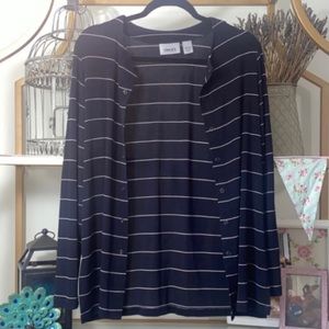 CHICO’S Travelers Snap Front Cardigan - Size 0 Stripes Fall Winter Vacation